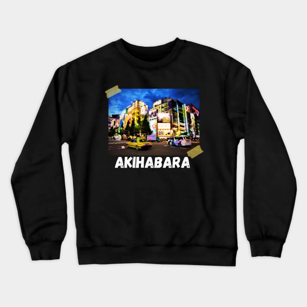 akihabara neon anime city Crewneck Sweatshirt by Knorowara